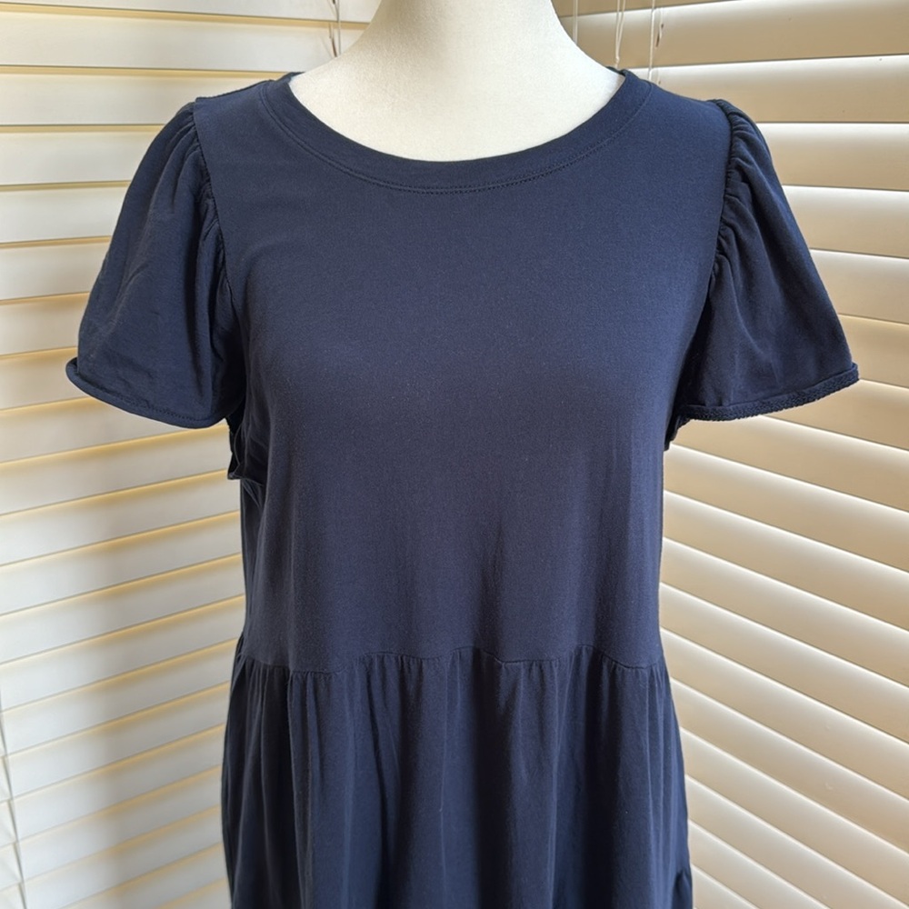 JCrew- Knit Broken-in-Jersey-Tiered Mini Dress - Picture 2 of 10